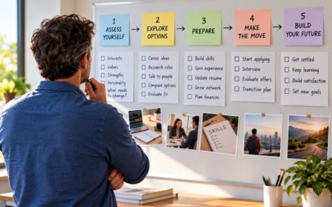 Professional creating a step-by-step career change plan