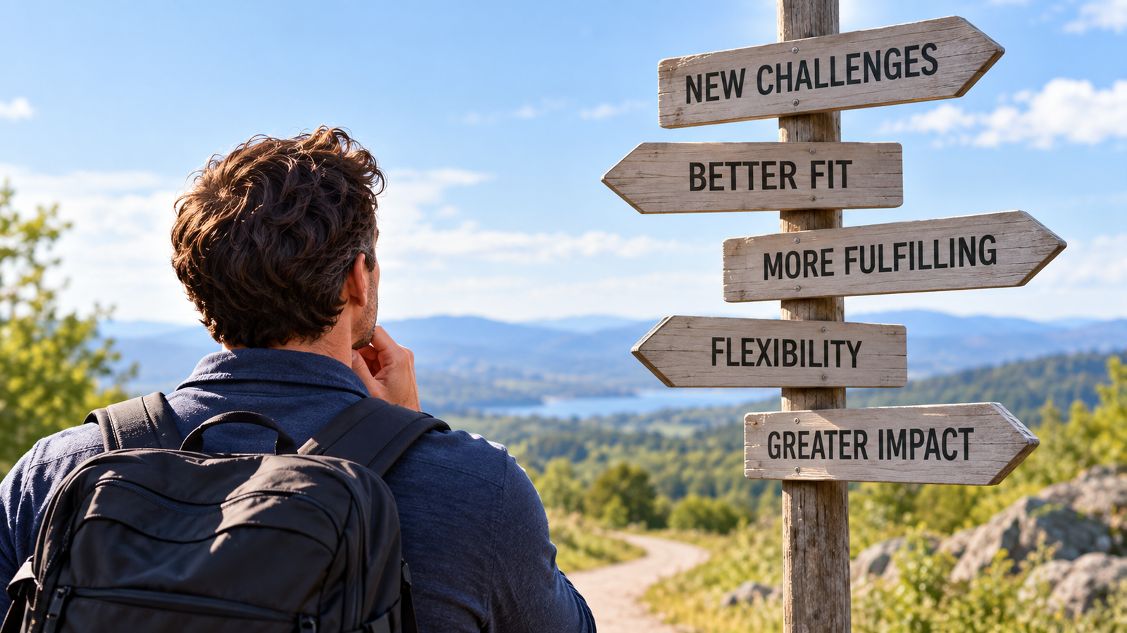 Person exploring different possibilities while choosing a new career