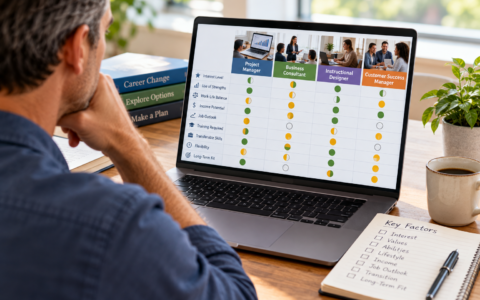 Professional comparing career options and evaluating the best career fit