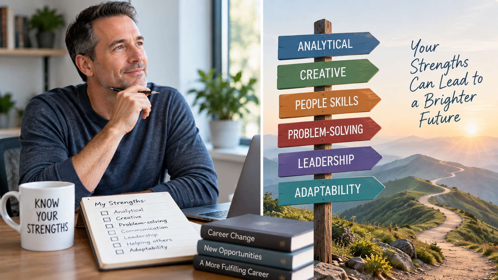 Professional identifying personal strengths and abilities for career planning